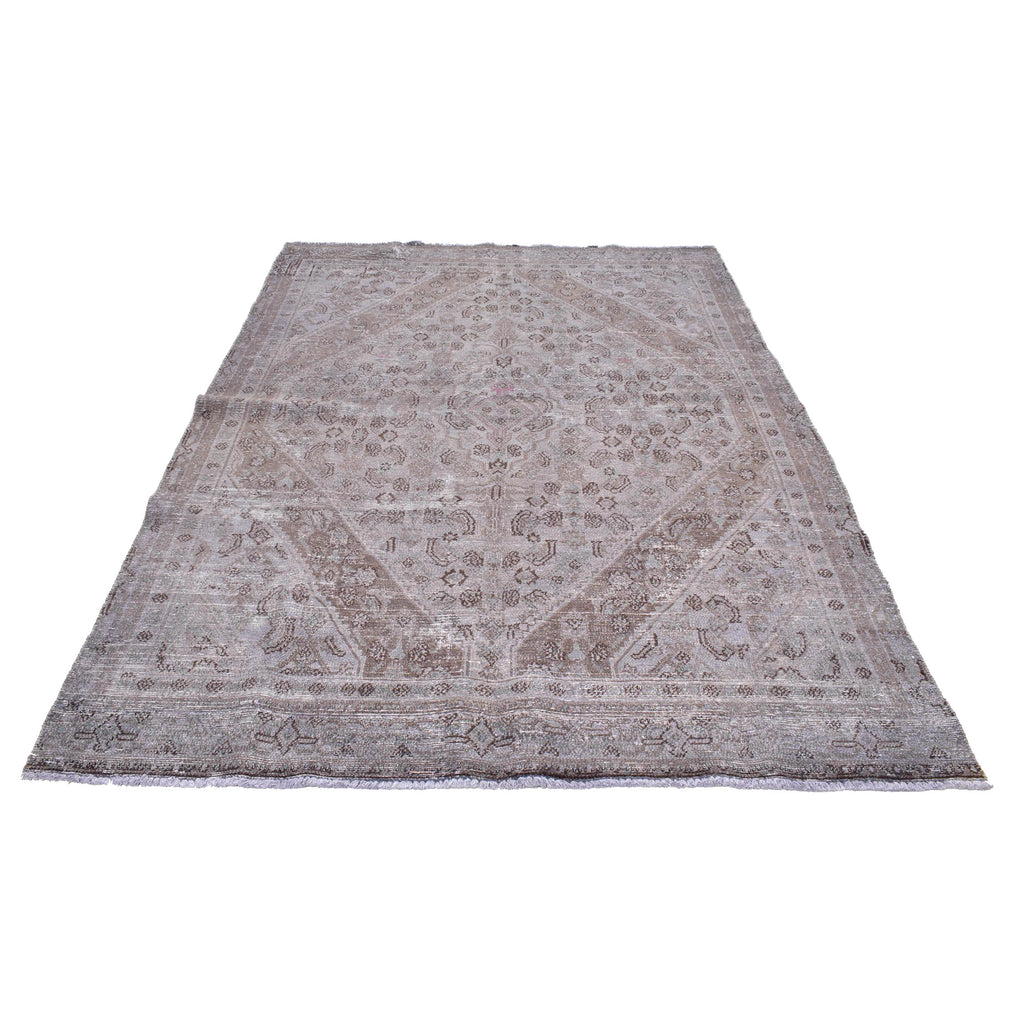 6 x 9 Vintage Rug Low Pile Faded Soft Gray Brown #P-1192