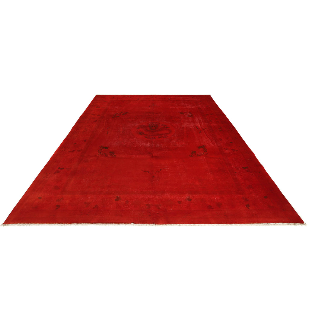 8.2 x 11.6 DRAGON Unsual Persian Vintage Overdyed RED Rug #p-1197