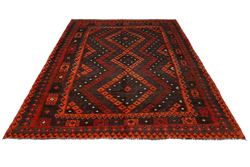 7 x 10.4 Old KILIM Afghan Handmade Wool GEOMETRIC #P1206