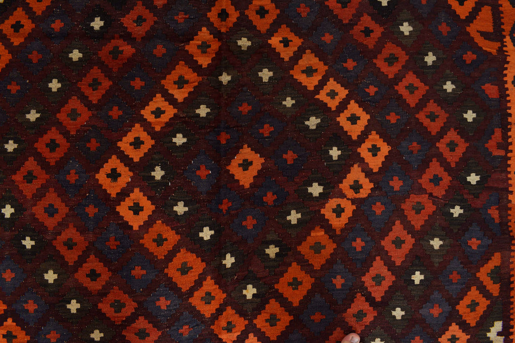 7 x 10.4 Old KILIM Afghan Handmade Wool GEOMETRIC #P1206