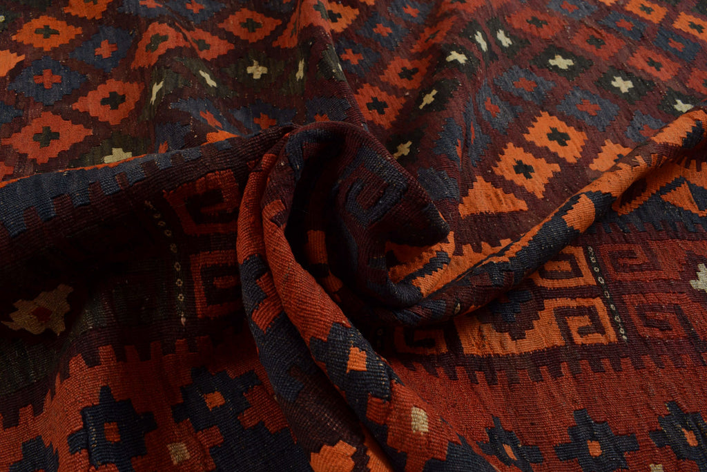 7 x 10.4 Old KILIM Afghan Handmade Wool GEOMETRIC #P1206