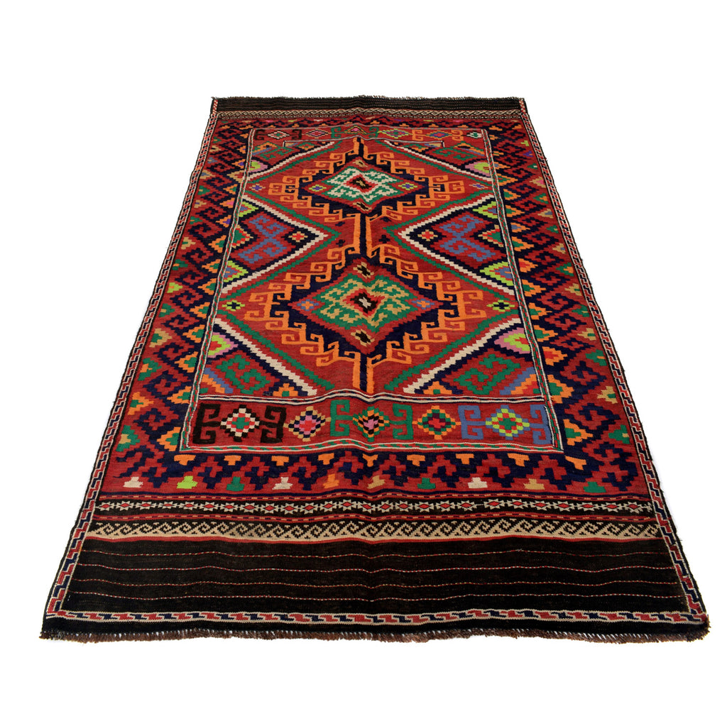 4.4 x 7.3 Semi-Antique Kilim Rug Afghan Handmade Ethnic Tribal Wool #P1217