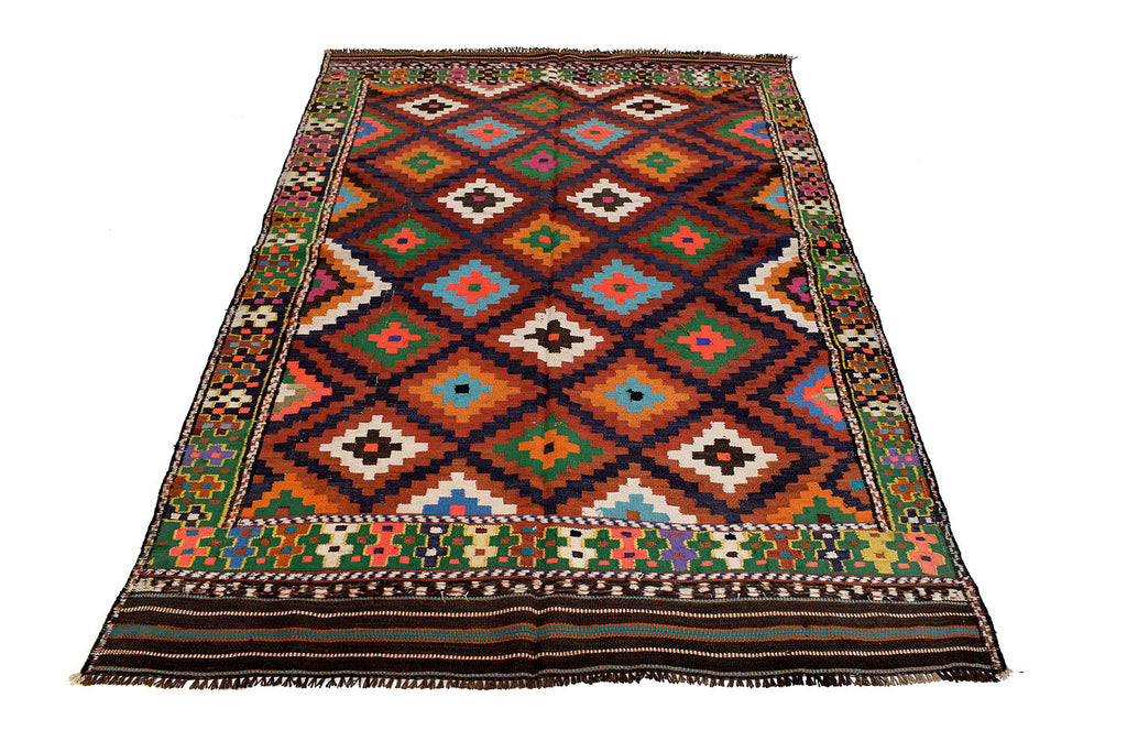 5 x 7.2 Afghan Kilim Rug GEOMETRIC #P1218