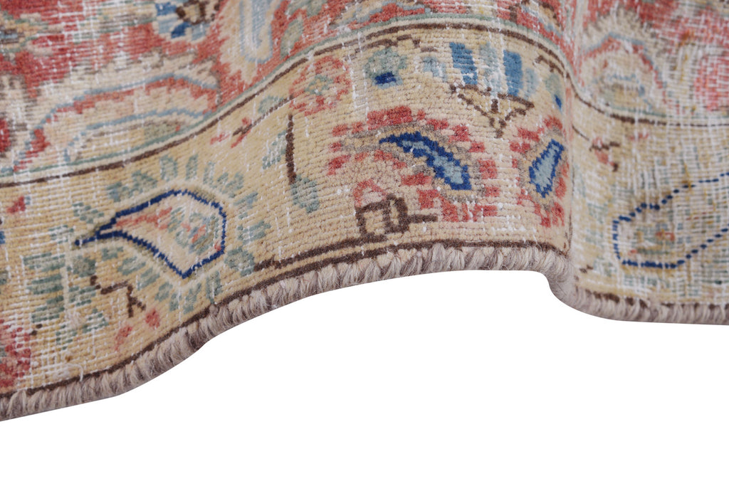 9.4 x 12.0 Vintage Persian Rug Low Pile Blue Coral #P1251