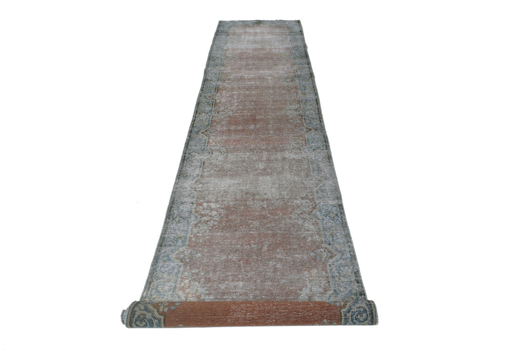 3.1 x 16.2 Feet Long Vintage Persian Runner LOW PILE FADED #P1252