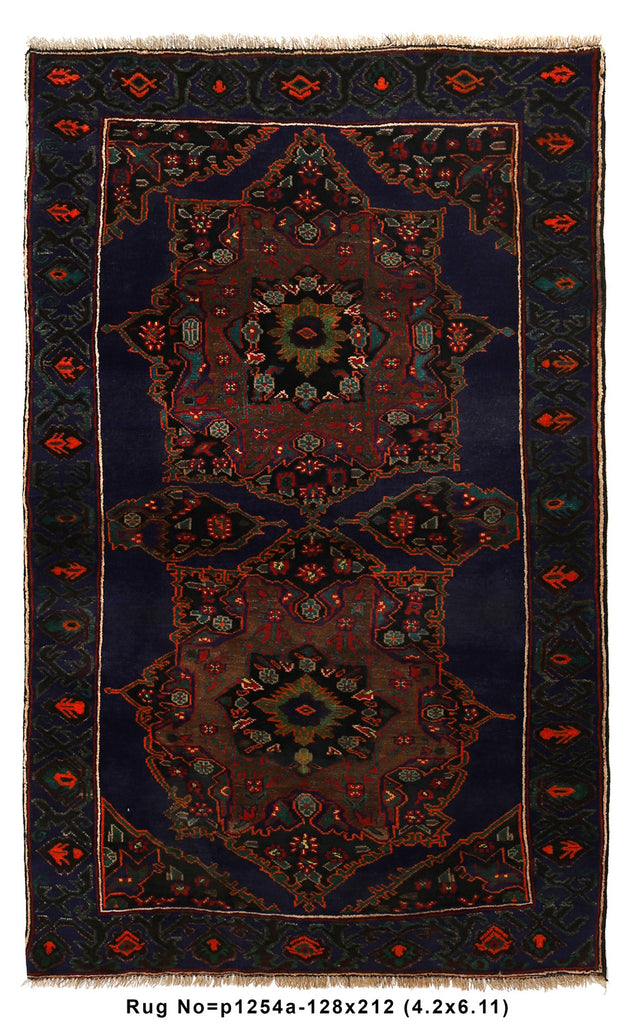 4.2 x 7.0 Tribal Handmade Afghan Wool Rug #P1254