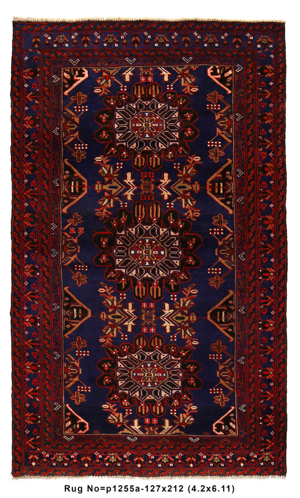 4.2 x 6.11 Afghan Ethnic Rug Handmade Wool Carpet #P1255