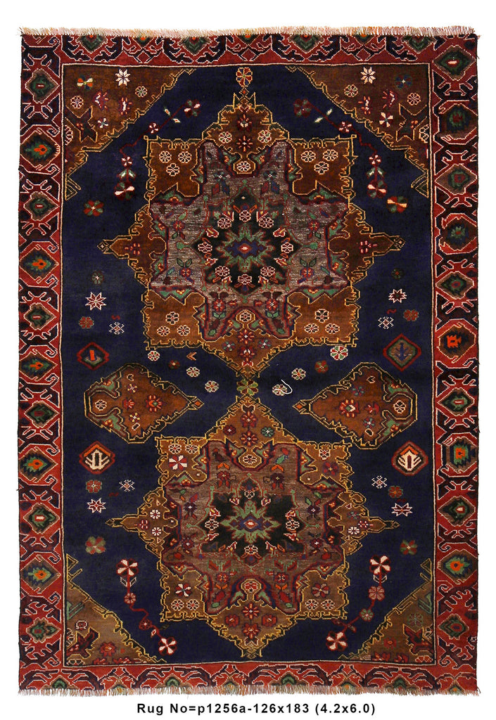 4.2 x 6 Decorative Handmade Afghan Rug #P1256