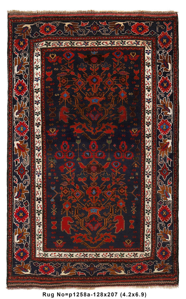 4.2 x 6.9 Afghan Tribal Area Rug Handmade Wool #P1258