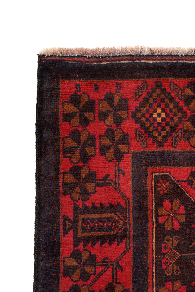4.1 x 6.7 Tribal Handmade Afghan Rug Red Black #P1259