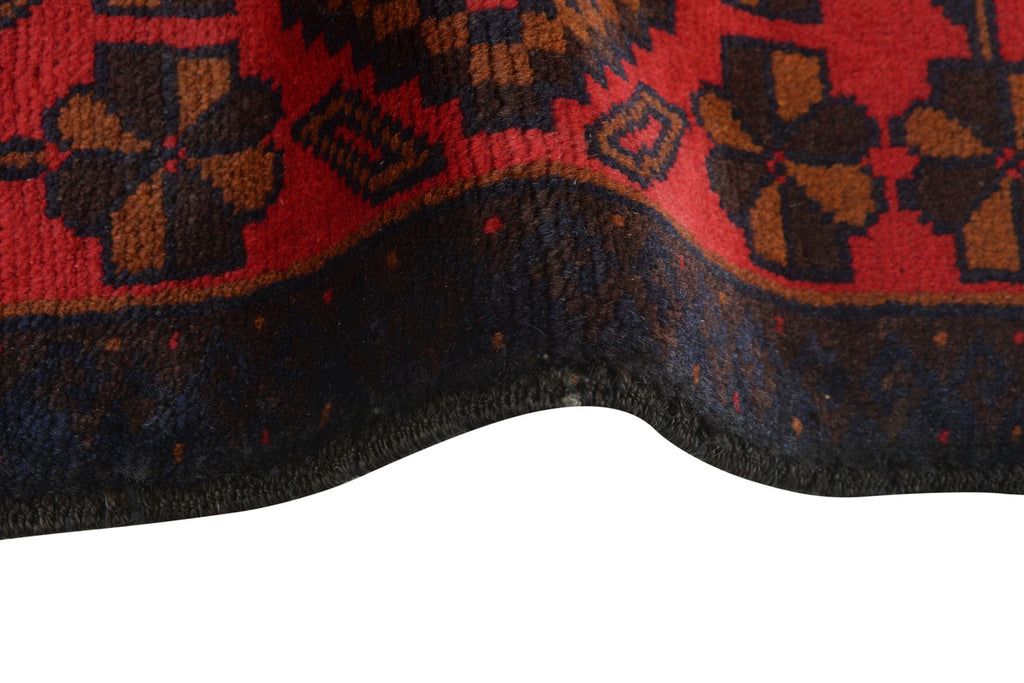 4.1 x 6.7 Tribal Handmade Afghan Rug Red Black #P1259