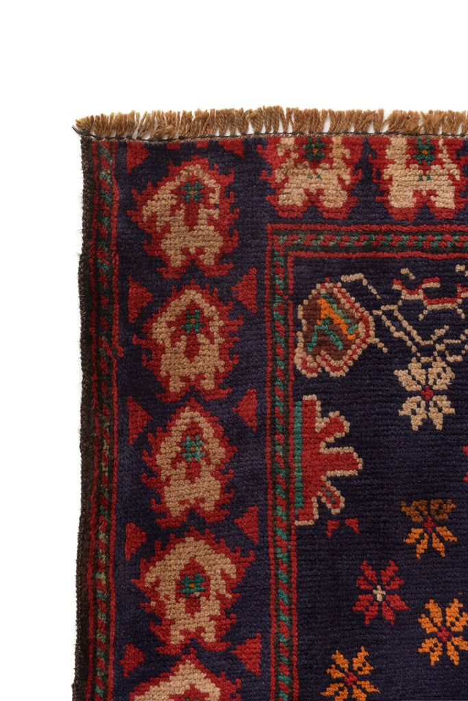 4.2 x 6.2 Dark Blue Afghan Tribal Rug #P1261