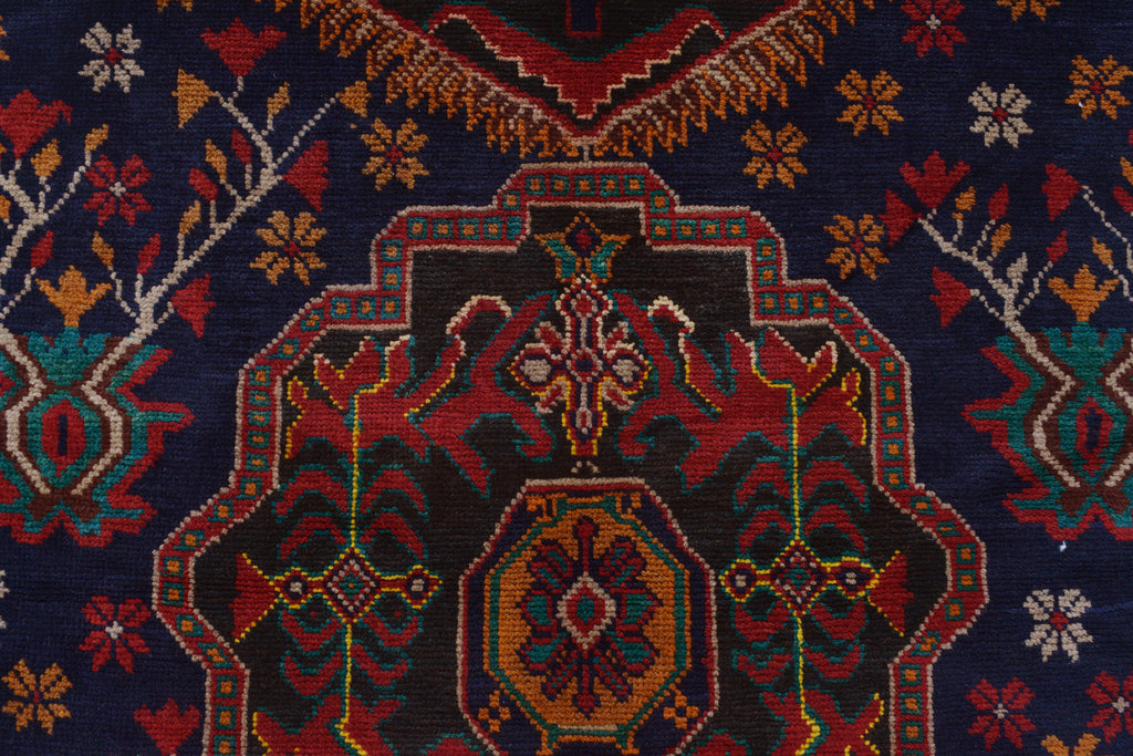 4.2 x 6.2 Dark Blue Afghan Tribal Rug #P1261