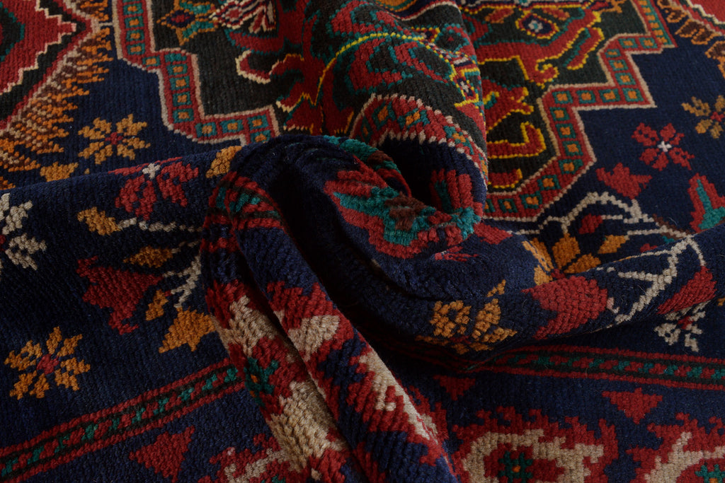 4.2 x 6.2 Dark Blue Afghan Tribal Rug #P1261