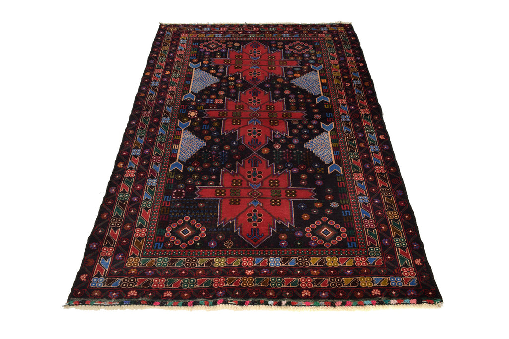 4 x 6.7 Tribal Wool Rug Handmade Afghanistan BLACK #P1263