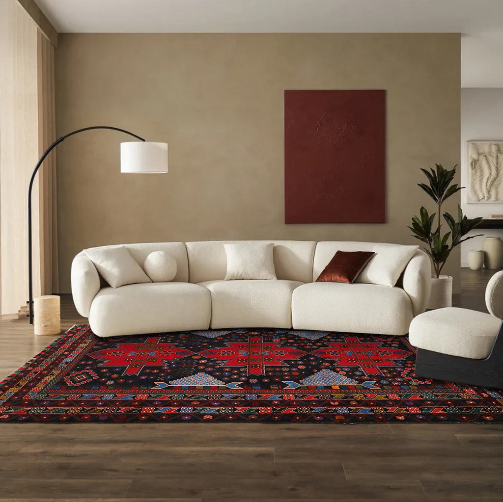 4 x 6.7 Tribal Wool Rug Handmade Afghanistan BLACK #P1263