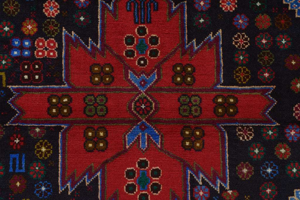 4 x 6.7 Tribal Wool Rug Handmade Afghanistan BLACK #P1263