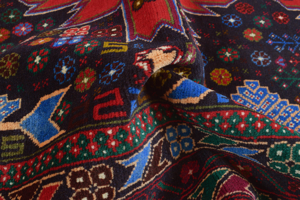 4 x 6.7 Tribal Wool Rug Handmade Afghanistan BLACK #P1263