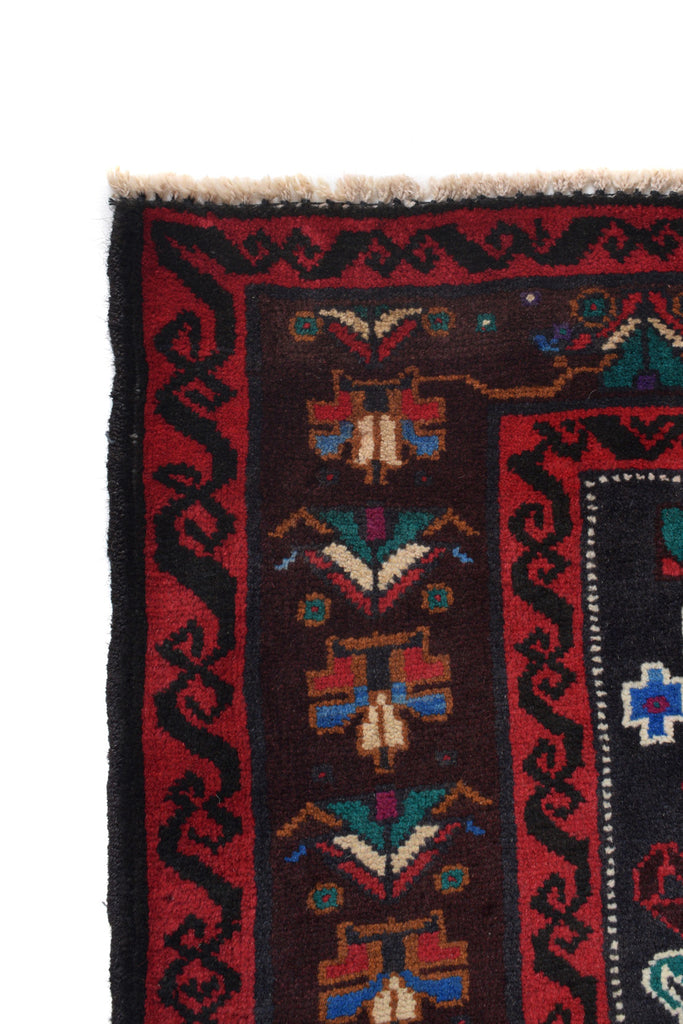 3.10 x 6.10 Black Blue Tribal Wool Rug #P1264