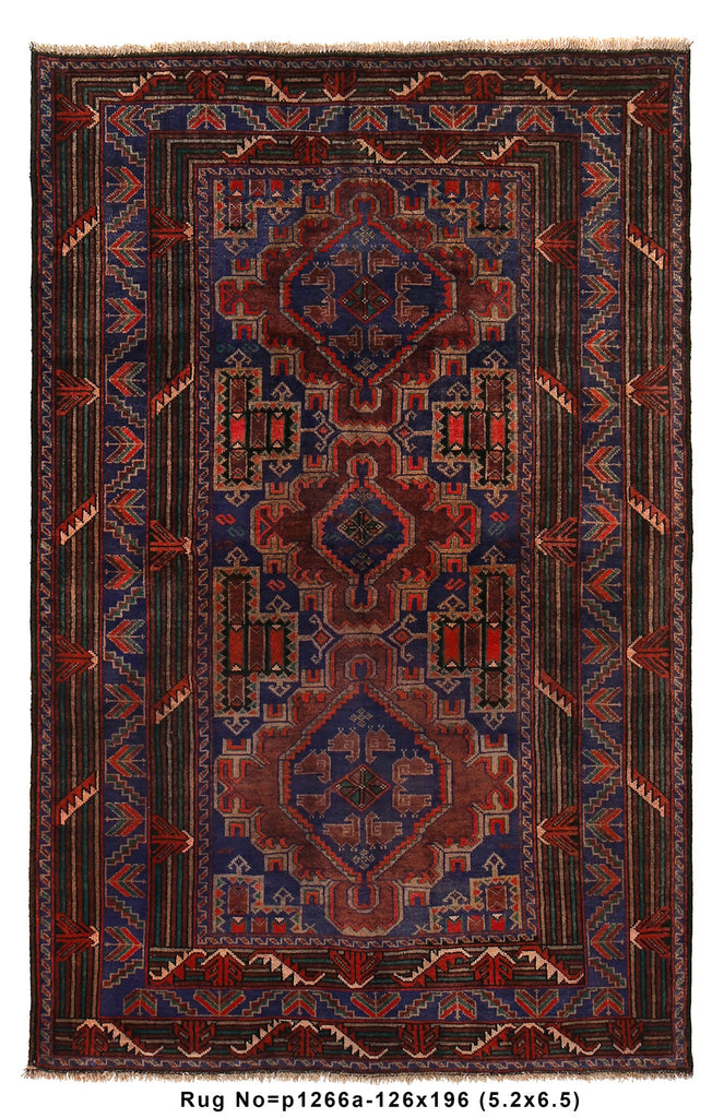 4.2 x 6.5 Handmade Wool Tribal Rug #P1266