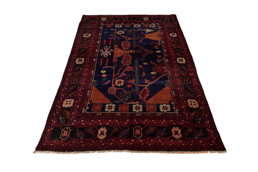 4.2 x 6.9 Primetime Afghan handmade Wool Rug #P1267