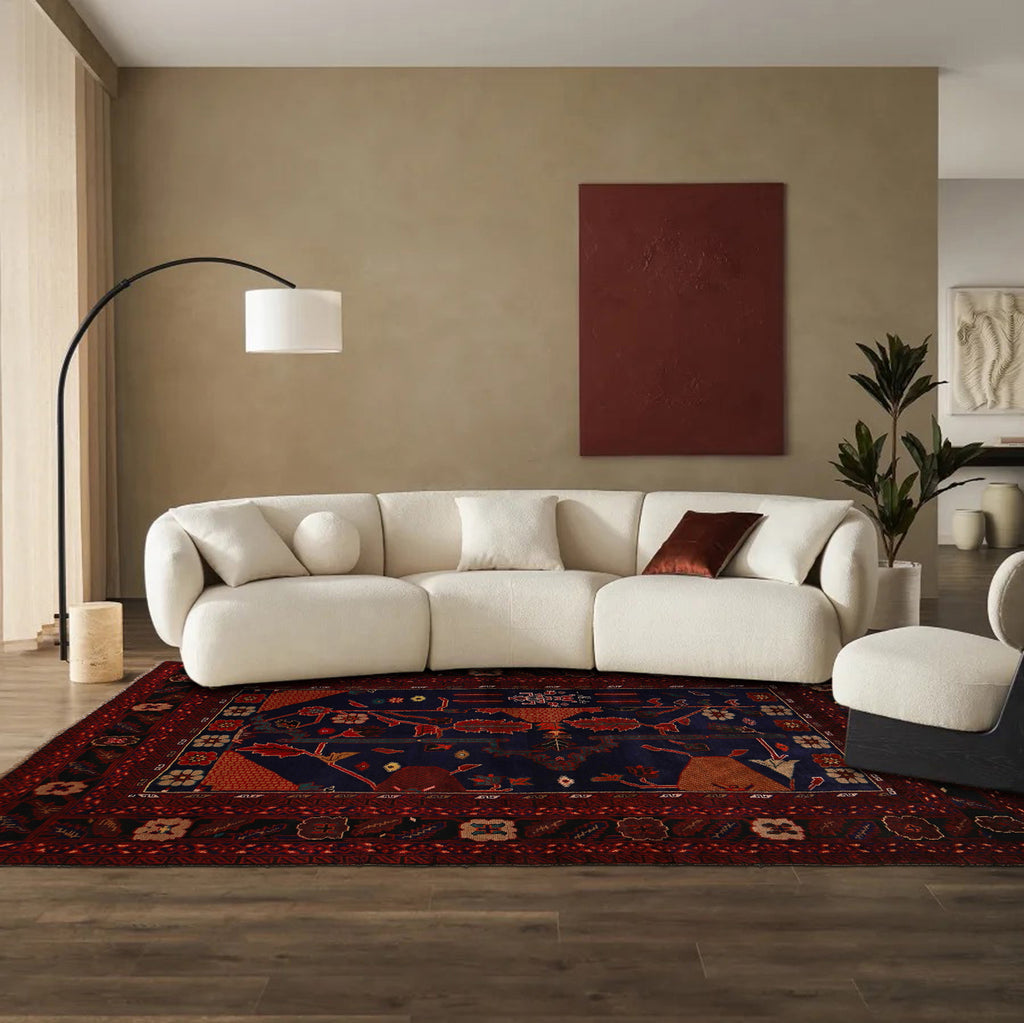 4.2 x 6.9 Primetime Afghan handmade Wool Rug #P1267