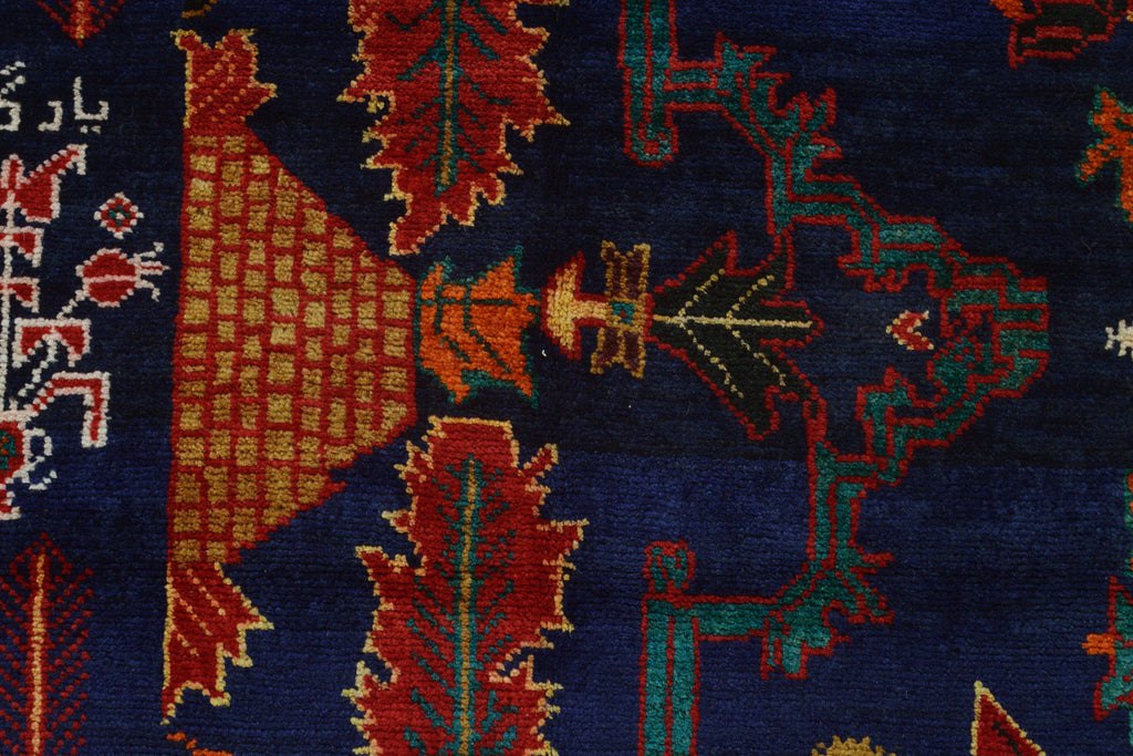 4.2 x 6.9 Primetime Afghan handmade Wool Rug #P1267