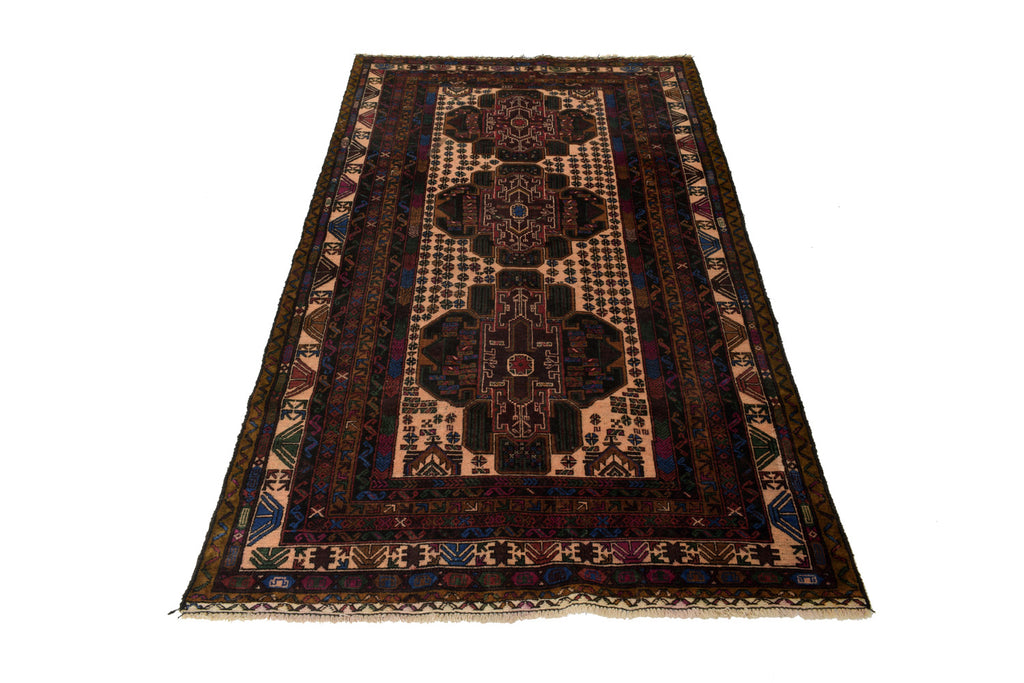 4.1 x 8 Ethnic Afghan Wool Rug #P1268