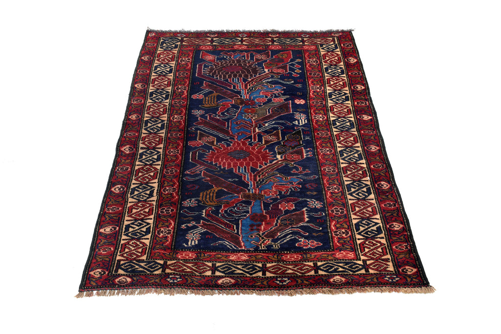 3.2 x 4.5 Handmade Wool tribal Rug Dark Blue #P1271