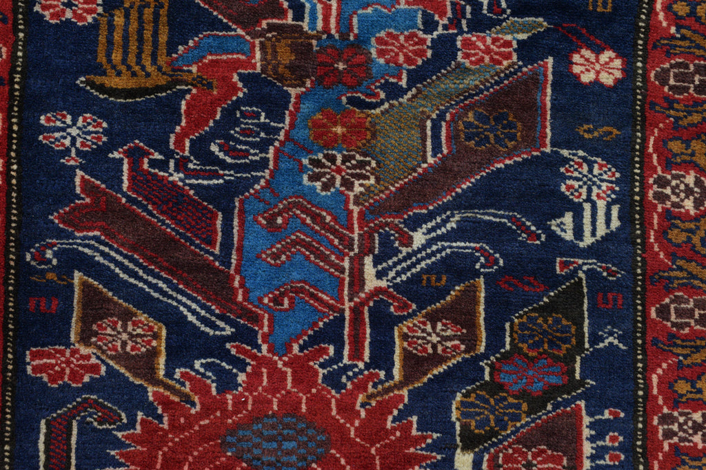 3.2 x 4.5 Handmade Wool tribal Rug Dark Blue #P1271