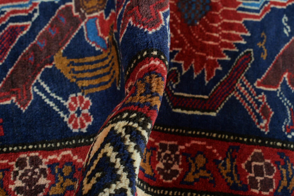 3.2 x 4.5 Handmade Wool tribal Rug Dark Blue #P1271