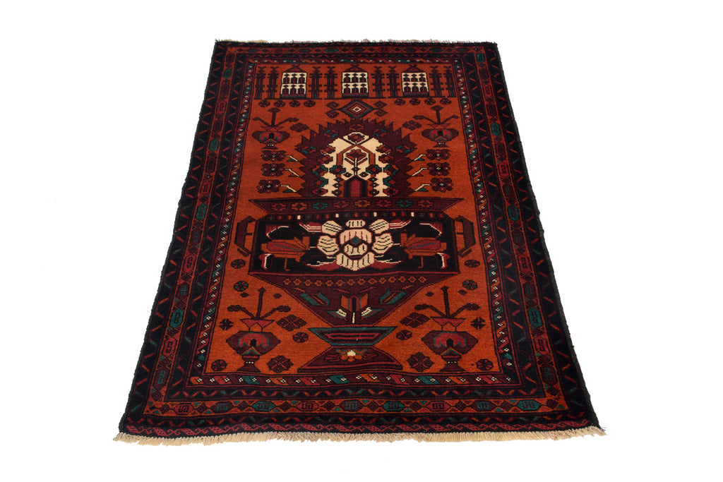 3.1 x 4.7 Afghan Handmade Primitive Wool Baluch Rug #P1272