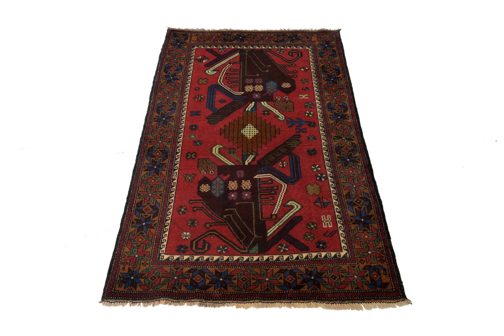 2.11 x 5.0 Afghan Baluch Handmade Wool Rug #P1275