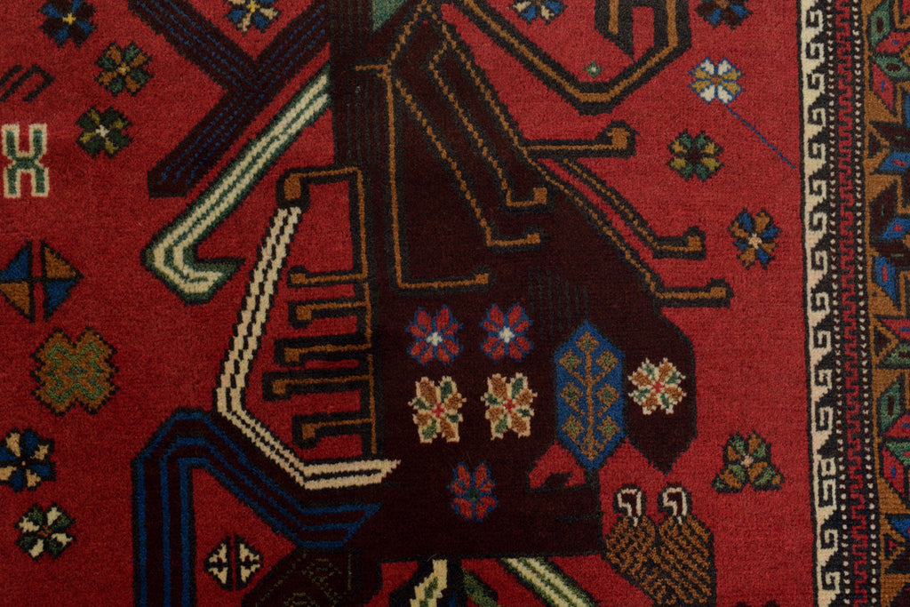 2.11 x 5.0 Afghan Baluch Handmade Wool Rug #P1275