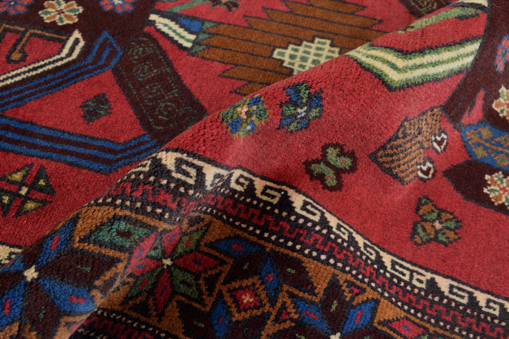 2.11 x 5.0 Afghan Baluch Handmade Wool Rug #P1275