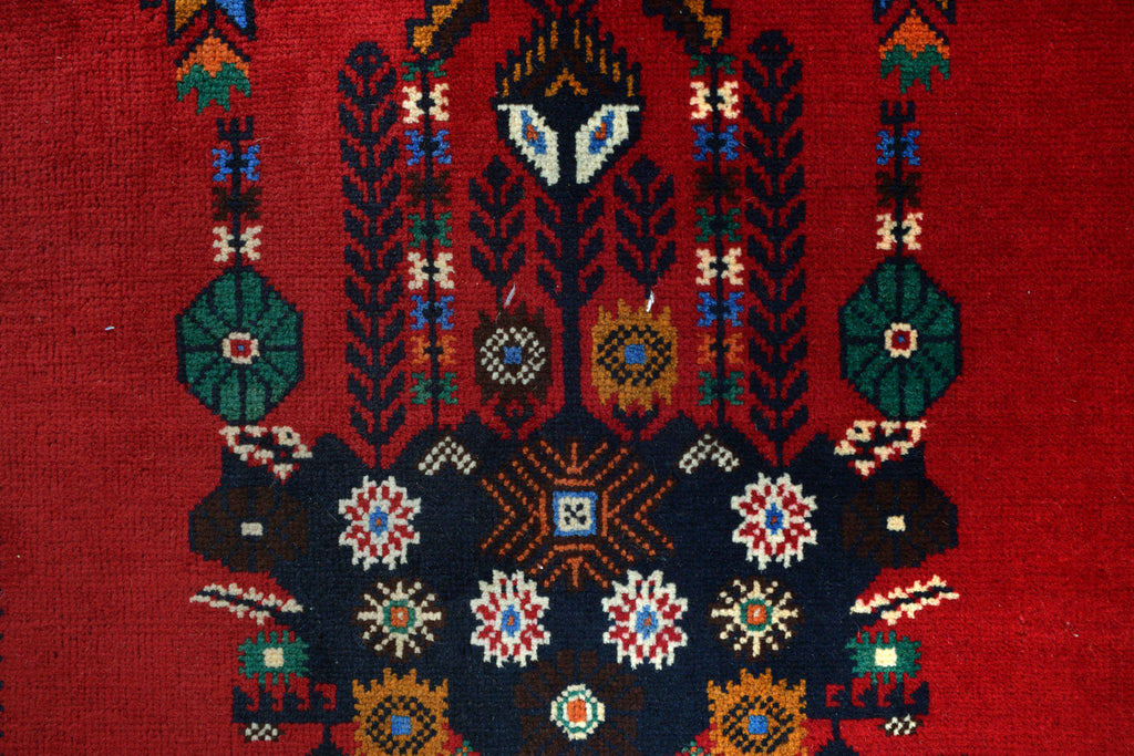 3.2 x 4.9 Tribal Wool handmade Rug RED VASE #P1276