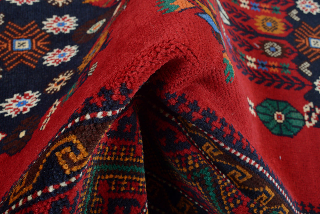 3.2 x 4.9 Tribal Wool handmade Rug RED VASE #P1276