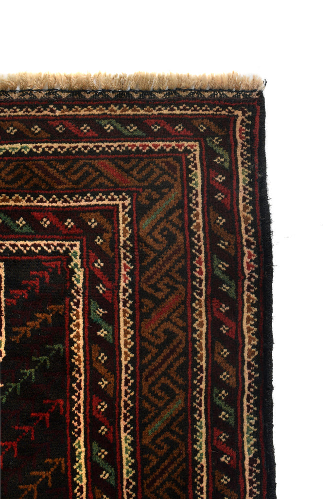 3 x 4.7 Black tribal Wool afghan Baluch Rug #P1279