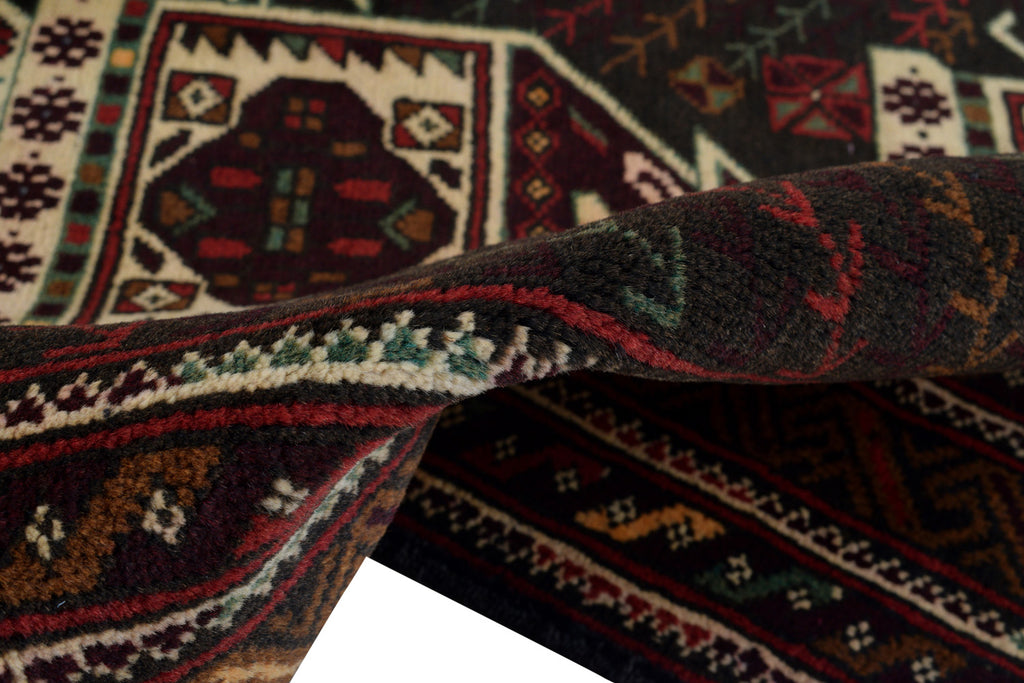 3 x 4.7 Black tribal Wool afghan Baluch Rug #P1279