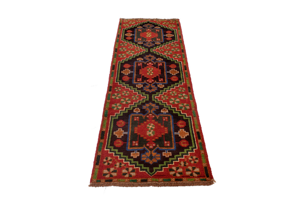 2.6 x 9.3 Afghan Wool Runner Tribal Carpet #P1297