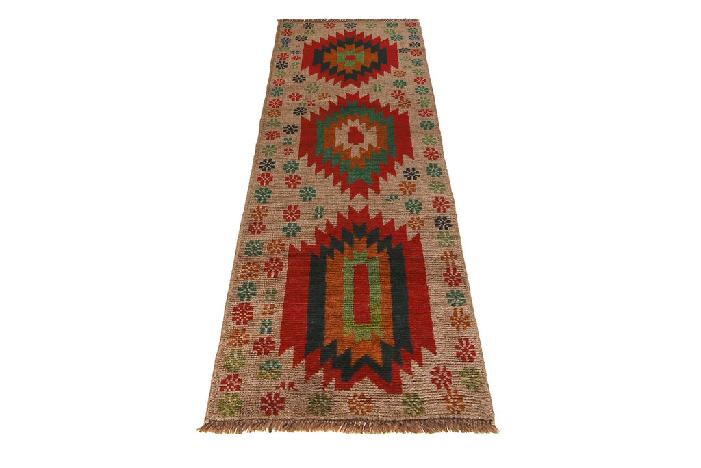 2.2 x 6.4 Short Runner Ethnic Afghan Handmade Wool #P1298
