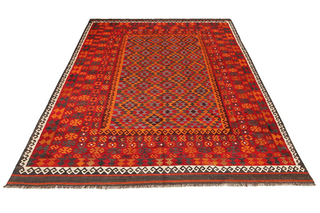 6.7 x 9.7 Flat Weave Afghan Kilim Wool Rug #P1422