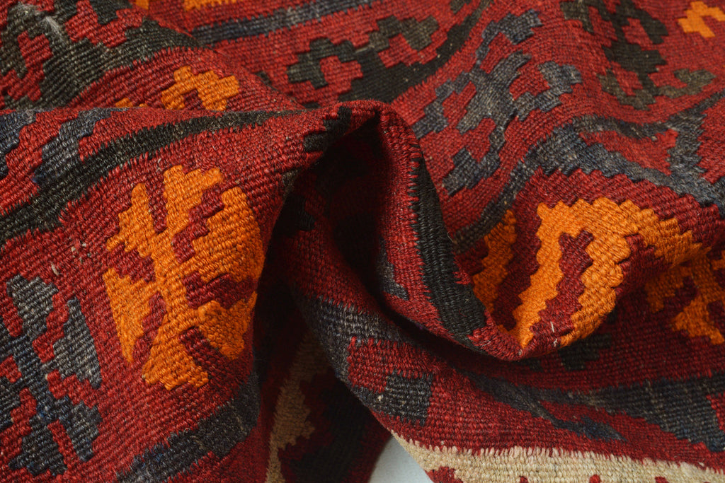 8.1 x 12.9 Handmade Afghanistan Wool Tribal Kilim Rug #P1432