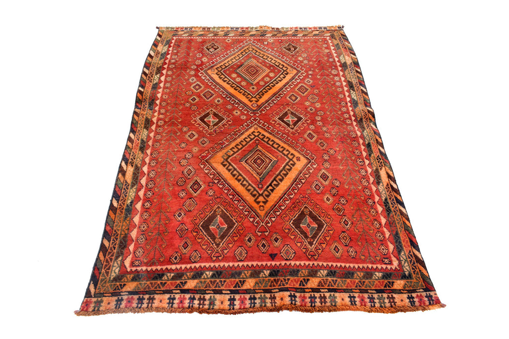 4.2 x 6.9 Semi-Antique Persian Afshar Tribal rug #P1445
