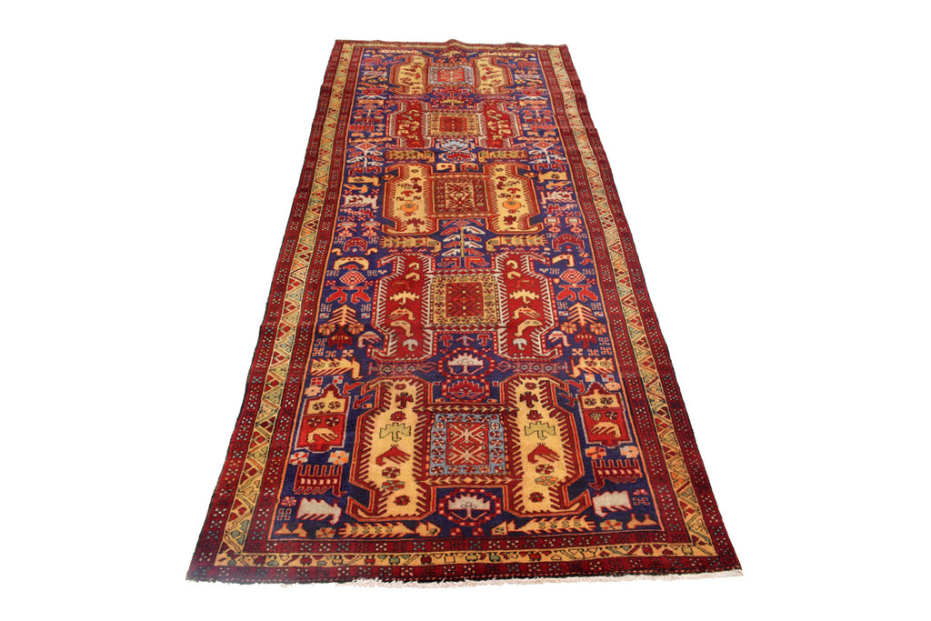4 x 10 Wide Runner Persian Old Rug - Animal Motife #P1447