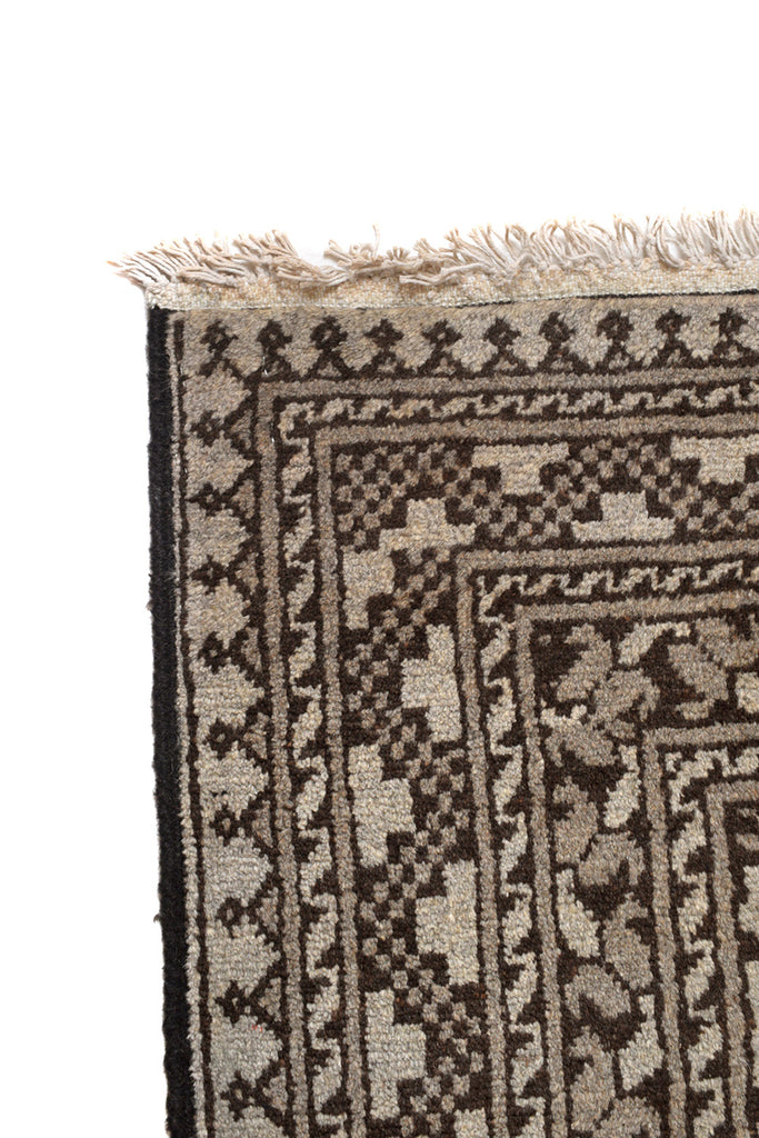 6.5 x 9.7 Authentic Turkman Bokara Wool Rug Hand-Knotted Afghan Capet NEUTRALS #P1473