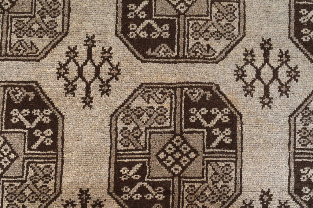 6.5 x 9.7 Authentic Turkman Bokara Wool Rug Hand-Knotted Afghan Capet NEUTRALS #P1473
