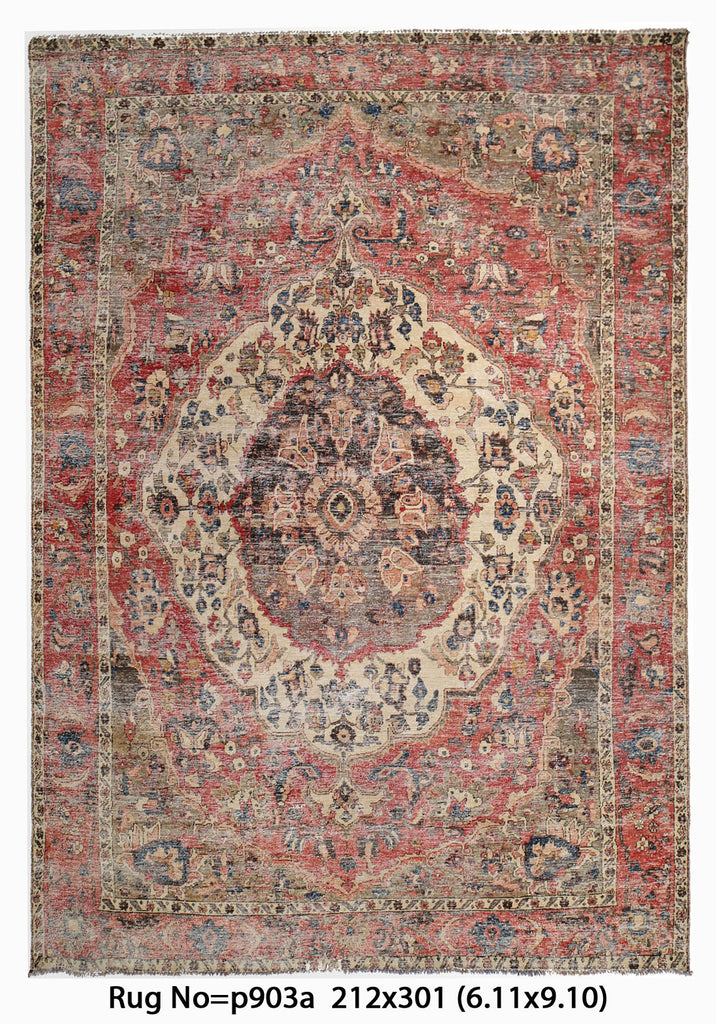 7 x 10.0 Old Persian Bakhtiar Handmade Vintage Rug 1970's Low Pile #P903