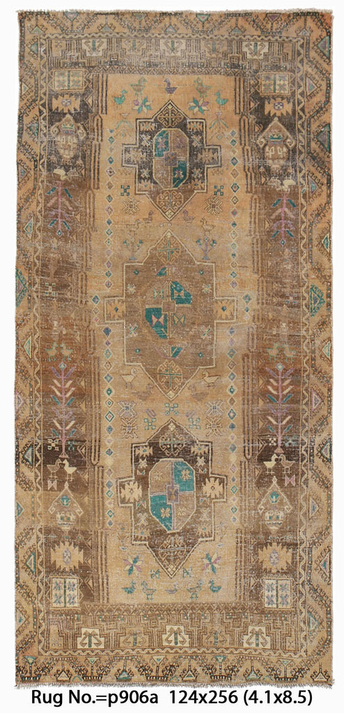 4' x 8' Handmade Old-Persian-Tribal-Runner-BROWN-Rug.jpg