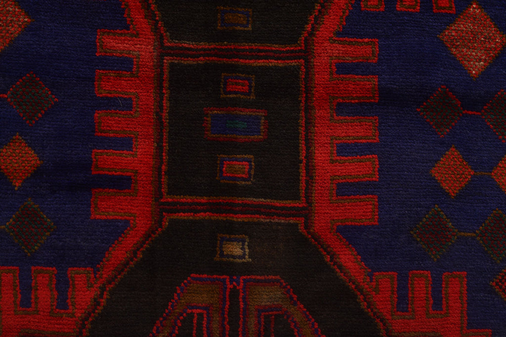 4.8 x 6.5 Afghan Tribal Wool Handmade Rug BLUE #P924